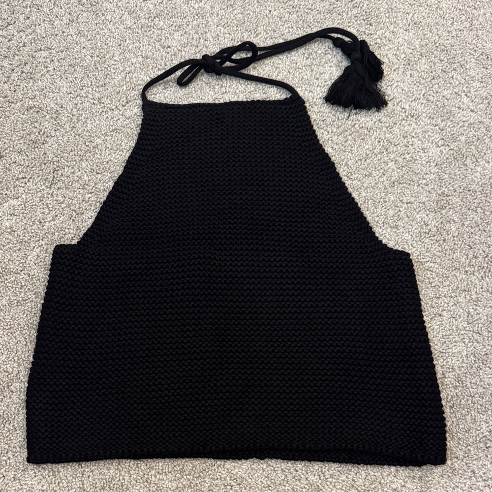 525 America Black Knit Halter Top